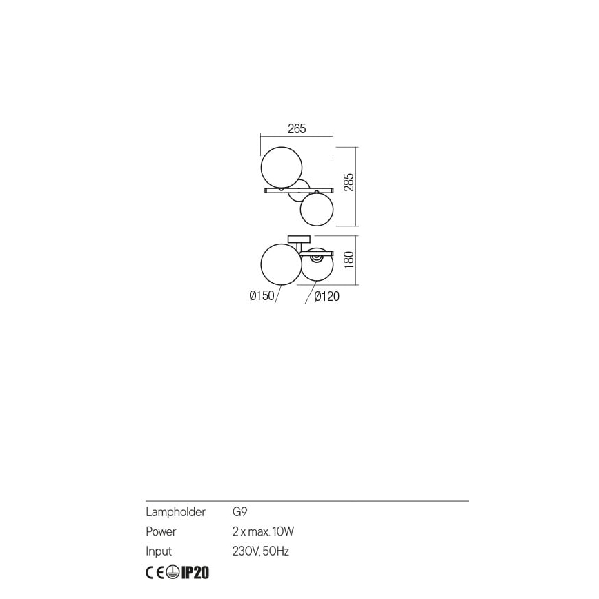 Redo 01-2778 - Applique ROY 2xG9/10W/230V