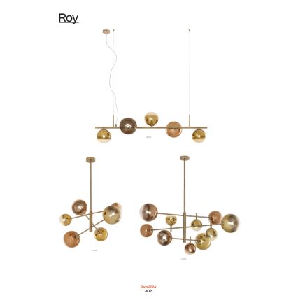 Redo 01-2779 - Lampadario a sospensione con supporto rigido ROY 5xG9/10W/230V