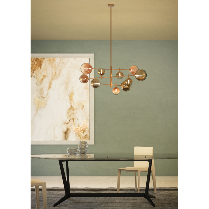 Redo 01-2781 - Lampadario a sospensione con supporto rigido ROY 10xG9/10W/230V