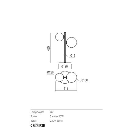 Redo 01-2784 - Lampada da tavolo ROY 2xG9/10W/230V