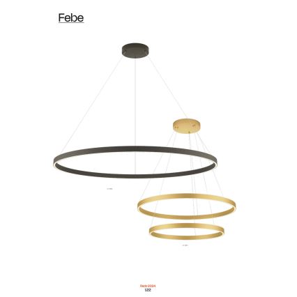 Redo 01-2865 - Lampadario a sospensione con filo LED dimmerabile FEBE LED/37W/230V oro