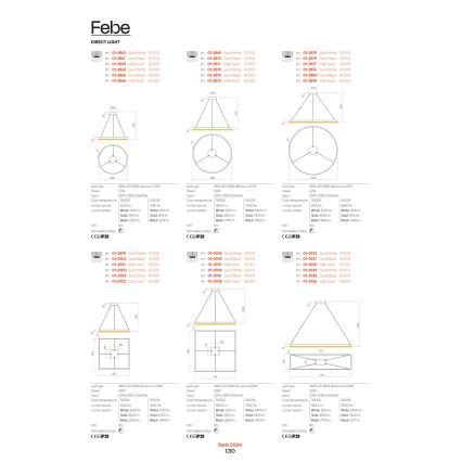 Redo 01-2865 - Lampadario a sospensione con filo LED dimmerabile FEBE LED/37W/230V oro