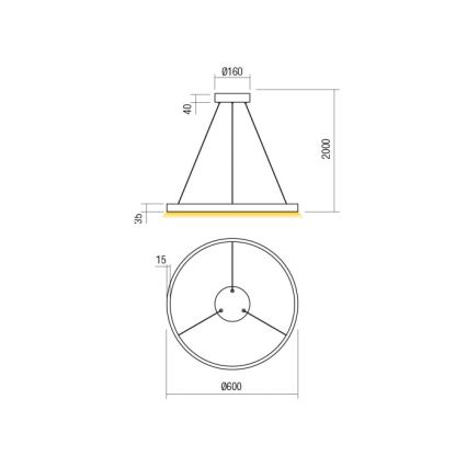 Redo 01-2865 - Lampadario a sospensione con filo LED dimmerabile FEBE LED/37W/230V oro