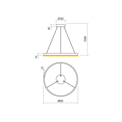 Redo 01-2865 - Lampadario LED dimmerabile a sospensione con cavo FEBE LED/37W/230V oro