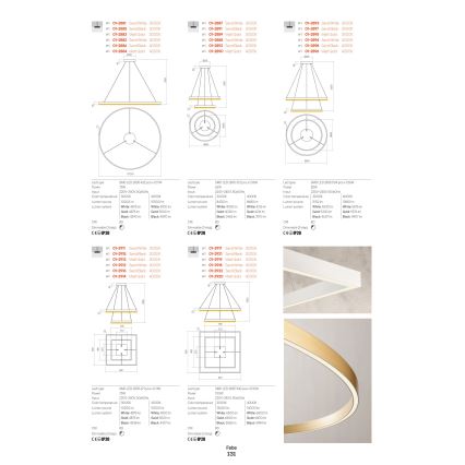 Redo 01-2889 - Lampadario sospeso dimmerabile a cavo FEBE LED/62W/230V dorato