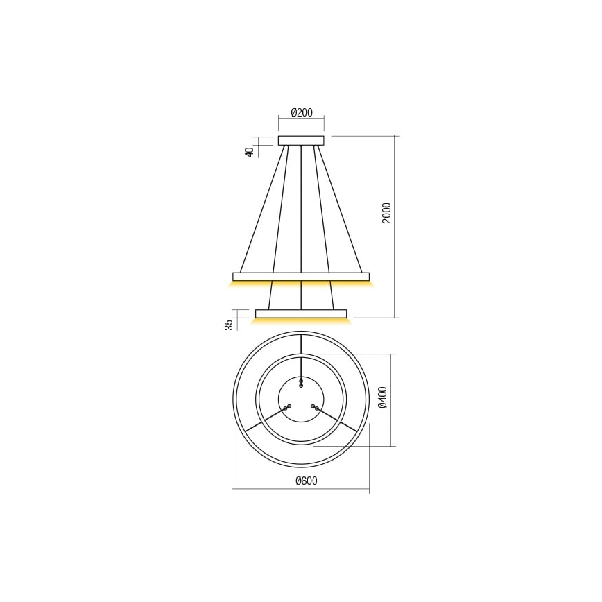 Redo 01-2891 - Lampadario a sospensione con filo LED dimmerabile FEBE LED/62W/230V nero