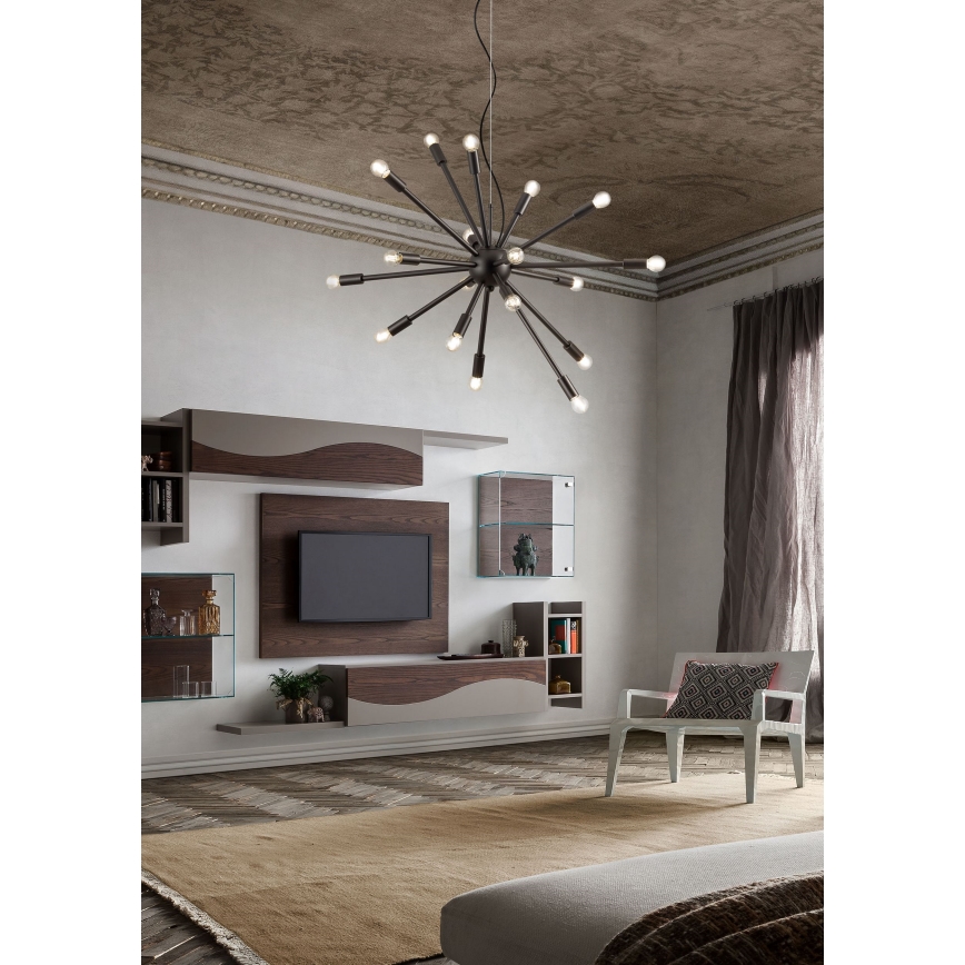 Redo 01-2934 - Lampadario sospeso STELLAR su cavo 12xE14/25W/230V, nero