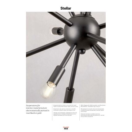 Redo 01-2934 - Lampadario sospeso STELLAR su cavo 12xE14/25W/230V, nero