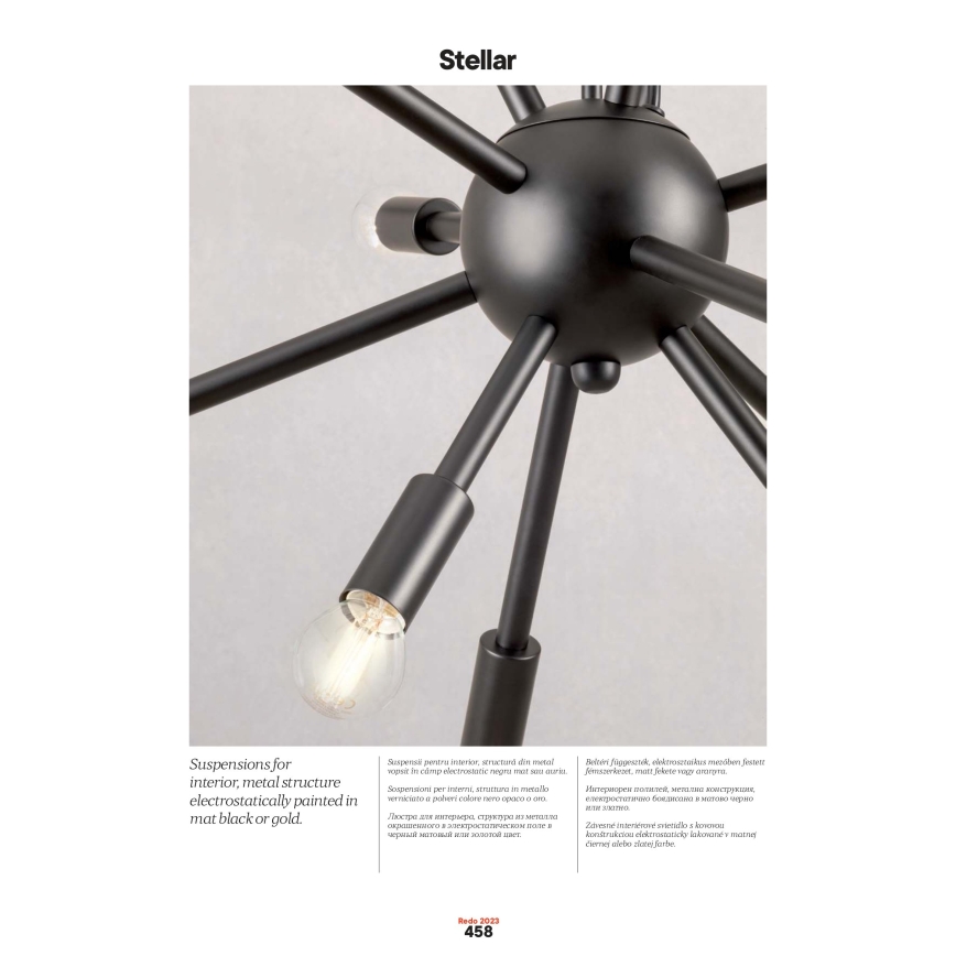 Redo 01-2934 - Lampadario sospeso STELLAR su cavo 12xE14/25W/230V, nero