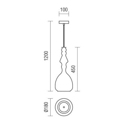 Redo 01-2937 - Lampadario a sospensione con cavo AMBIX 1xE27/42W/230V Ø 18 cm dorato