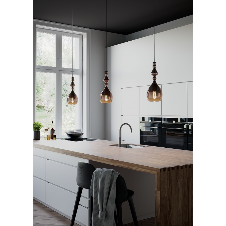 Redo 01-2939 - Lampadario a sospensione AMBIX 1xE27/42W/230V Ø 18 cm marrone