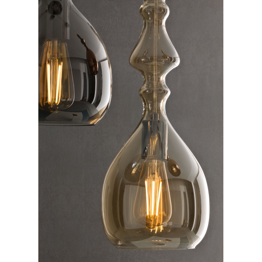 Redo 01-2939 - Lampadario a sospensione AMBIX 1xE27/42W/230V Ø 18 cm marrone