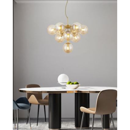 Redo 01-2940 - Lampadario a sospensione con filo AGAPE 10xE14/28W/230V oro