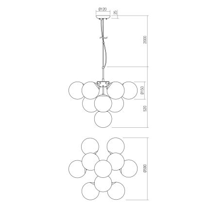 Redo 01-2940 - Lampadario a sospensione con filo AGAPE 10xE14/28W/230V oro