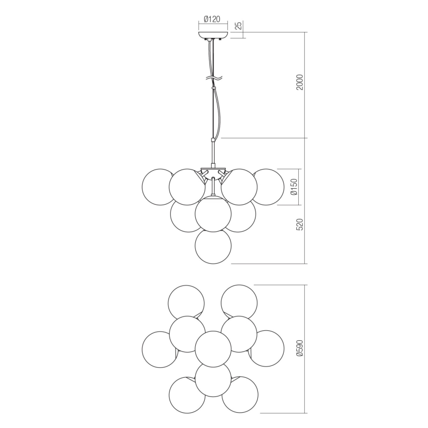 Redo 01-2940 - Lampadario a sospensione con filo AGAPE 10xE14/28W/230V oro