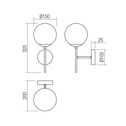 Redo 01-2942 - Applique MUNDI 1xE14/28W/230V rame/fumé