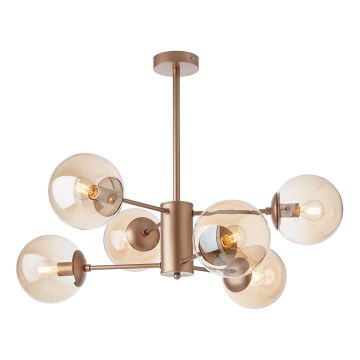 Redo 01-2943 - Lampadario a sospensione con supporto rigido MUNDI 6xE14/28W/230V rame