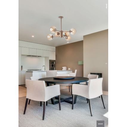 Redo 01-2943 - Lampadario a stelo MUNDI 6xE14/28W/230V rame/fumé