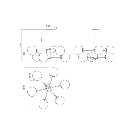 Redo 01-2943 - Lampadario a stelo MUNDI 6xE14/28W/230V rame/fumé