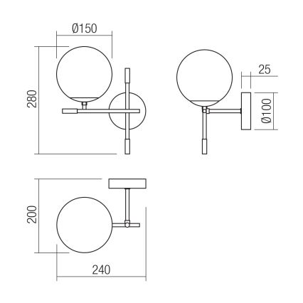 Redo 01-2945 - Applique ESSENTIAL 1xE14/28W/230V sinistra