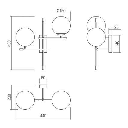 Redo 01-2946 - Applique ESSENTIAL 2xE14/28W/230V