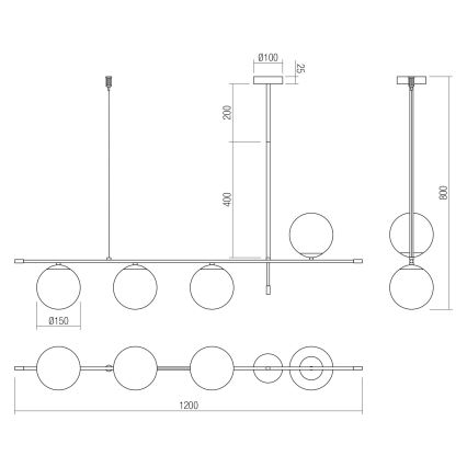 Redo 01-2949 - Lampadario a sospensione con filo ESSENTIAL 4xE14/28W/230V