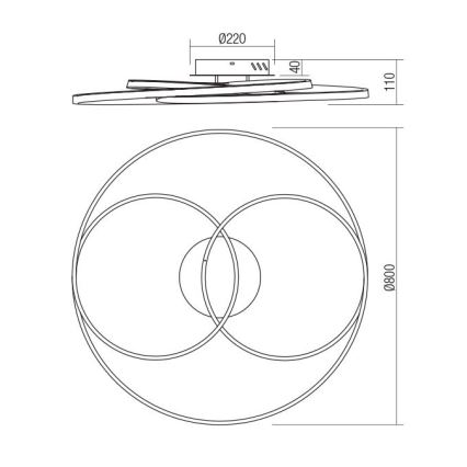 Redo 01-2973 - Plafoniera LED CENTRIX LED/92W/230V bronzo