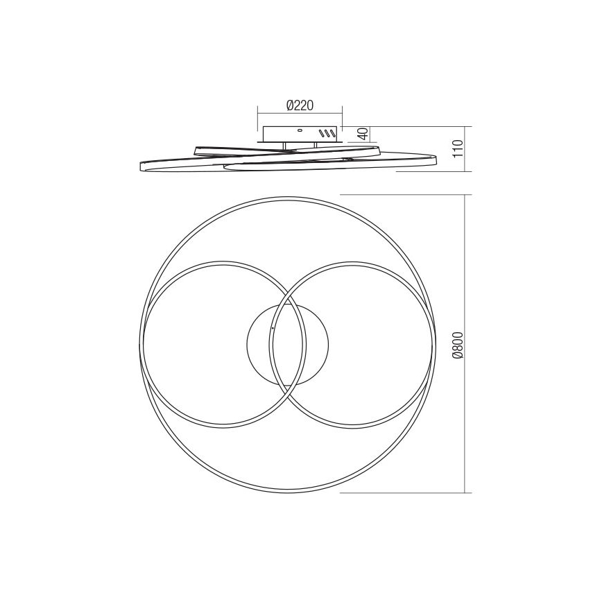 Redo 01-2973 - Plafoniera LED CENTRIX LED/92W/230V bronzo