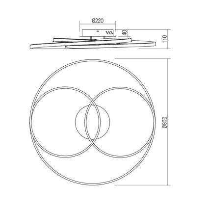 Redo 01-2975 - Plafoniera LED CENTRIX LED/92W/230V nero