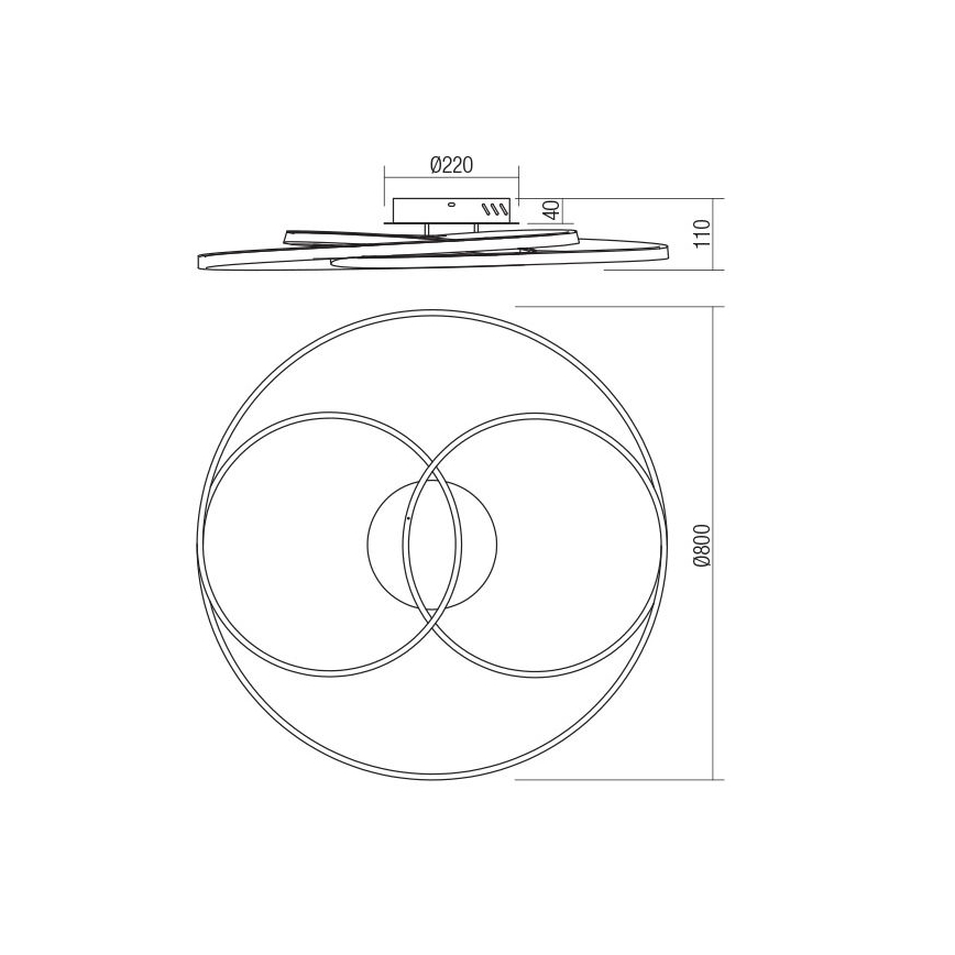 Redo 01-2975 - Plafoniera LED CENTRIX LED/92W/230V nero