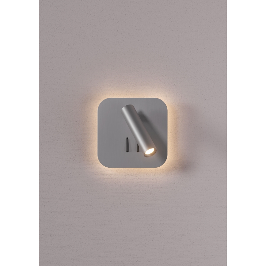 Redo 01-2978 - Lampada da parete QUDA LED/6W/230V + LED/3W 3000K CRI 90 cromo opaco