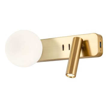 Redo 01-2992 - Applique OASIS LED/3W/230V + 1x G9/10W con porta USB, CRI 90, finitura bronzo