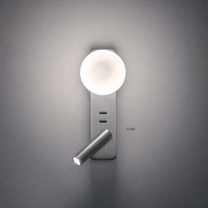 Redo 01-2993 - Applique da parete LED OASIS LED/3W/230V + 1xG9/10W USB CRI 90 cromo lucido