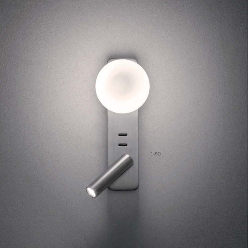 Redo 01-2993 - Applique da parete LED OASIS LED/3W/230V + 1xG9/10W USB CRI 90 cromo lucido