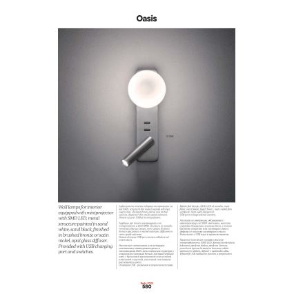 Redo 01-2993 - Applique da parete LED OASIS LED/3W/230V + 1xG9/10W USB CRI 90 cromo lucido