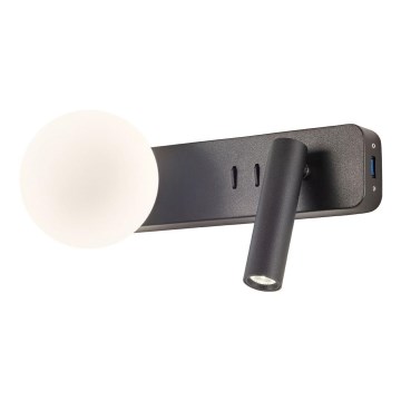 Redo 01-2994 - Applique da parete OASIS LED/3W/230V + 1xG9/10W USB CRI 90 nero
