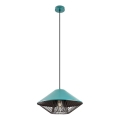 Redo 01-3006 - Lampadario a cavo GRILL 1xE27/42W/230V Ø 39,6 cm nero/turchese