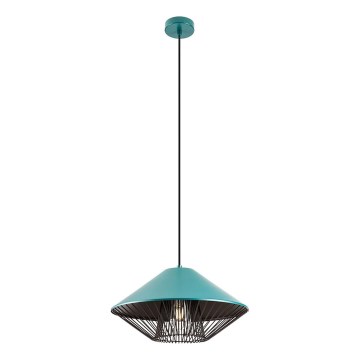 Redo 01-3006 - Lampadario a cavo GRILL 1xE27/42W/230V Ø 39,6 cm nero/turchese