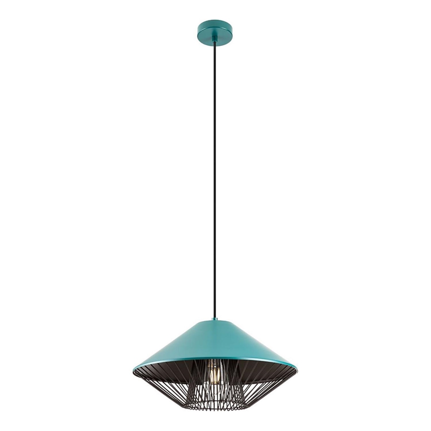 Redo 01-3006 - Lampadario a cavo GRILL 1xE27/42W/230V Ø 39,6 cm nero/turchese