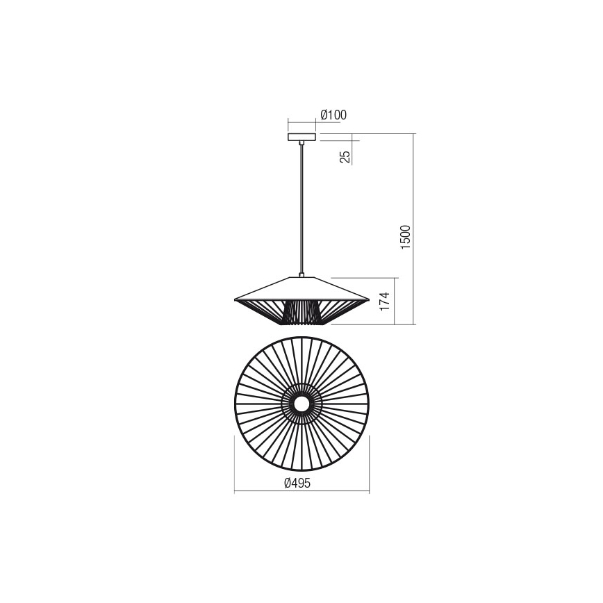 Redo 01-3009 - Lampada a sospensione su cavo GRILL 1xE27/42W/230V Ø 49,5 cm nero/marrone