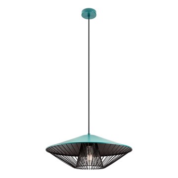 Redo 01-3010 - Lampada a sospensione con cavo GRILL 1xE27/42W/230V Ø 49,5 cm nero/turchese
