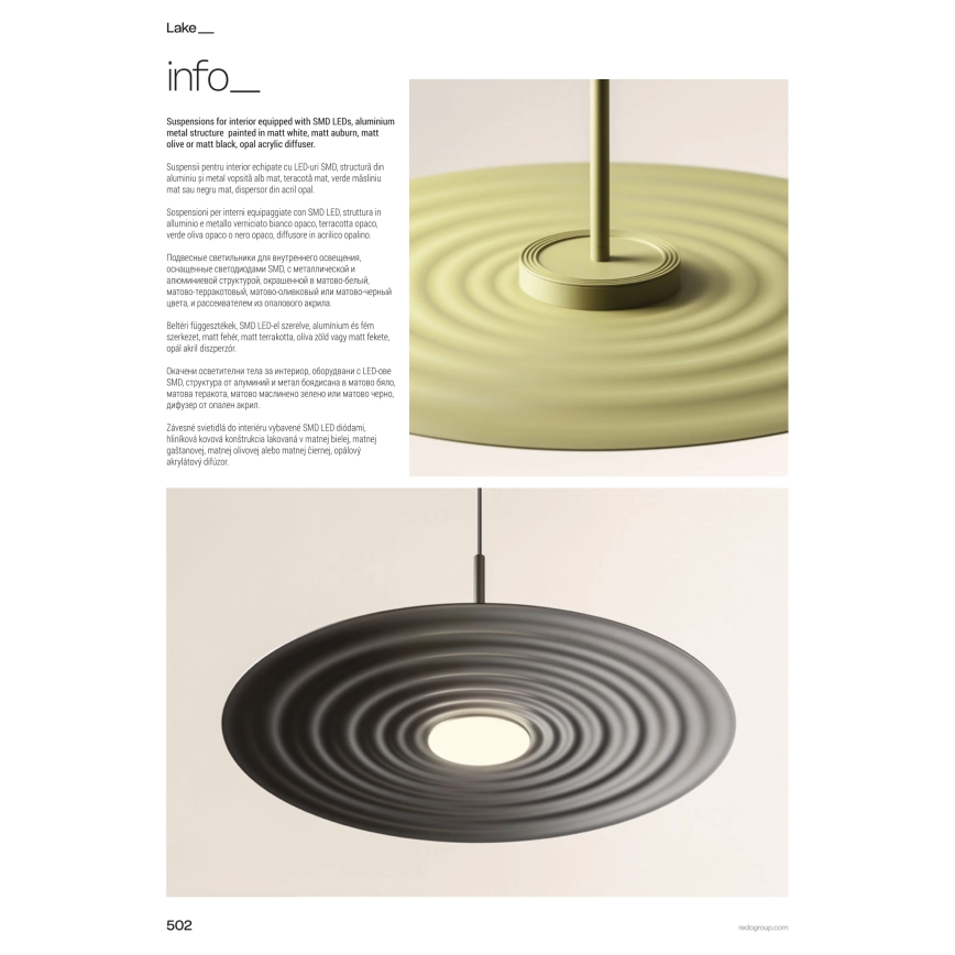 Redo 01-3046 - Lampadario LED a sospensione con cavo LAKE LED/13W/230V CRI 90 diam. 50 cm verde