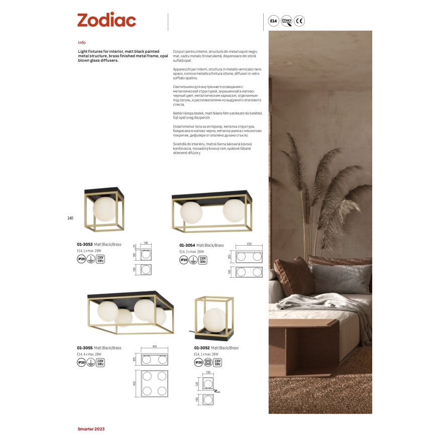 Redo 01-3052 - Lampada da tavolo ZODIAC 1xE14/28W/230V
