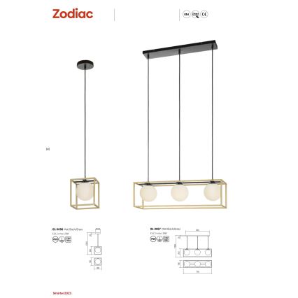 Redo 01-3057 - Lampadario a sospensione con filo ZODIAC 3xE14/28W/230V