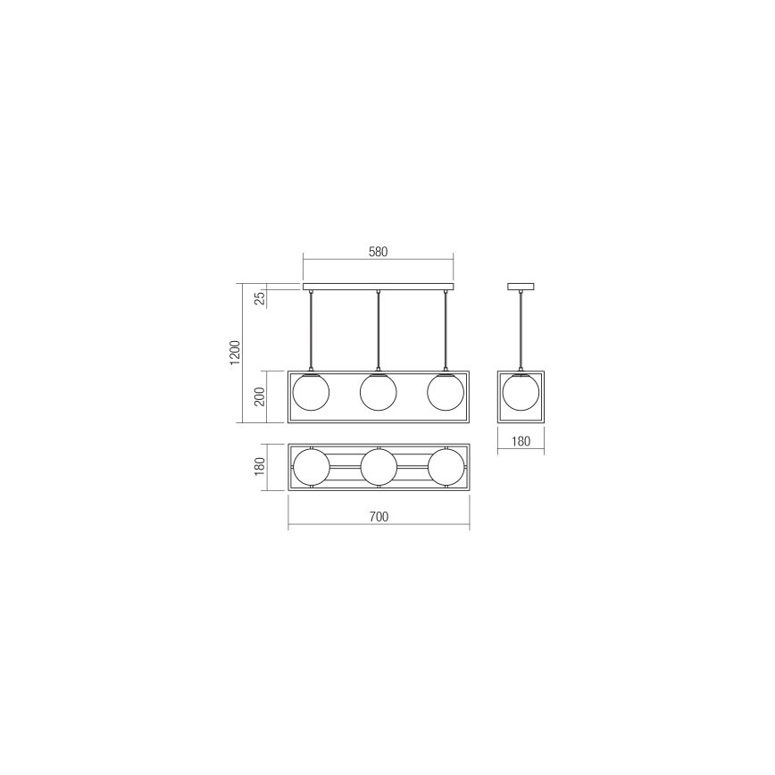 Redo 01-3057 - Lampadario a sospensione con filo ZODIAC 3xE14/28W/230V