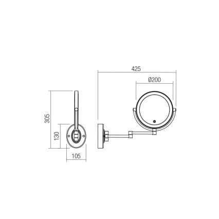 Redo 01-3088 - LED Dimmerabile touch Specchio cosmetico SELFIE LED/7W/230V 3000/4000/6000K nero