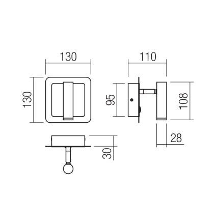 Redo 01-3092 - Luce Spot da parete a LED CLOSER LED/6W/230V nero