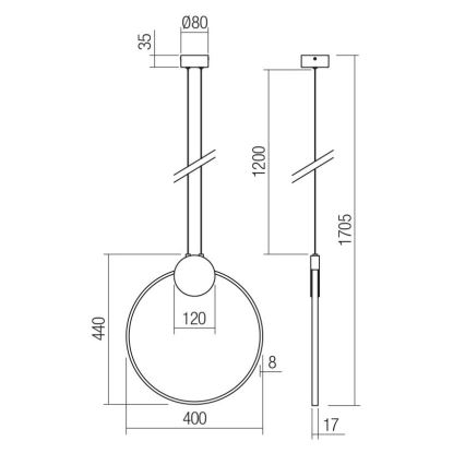 Redo 01-3106 - Lampadario LED a sospensione con filo ATOM LED/11W/230V diametro 40 cm