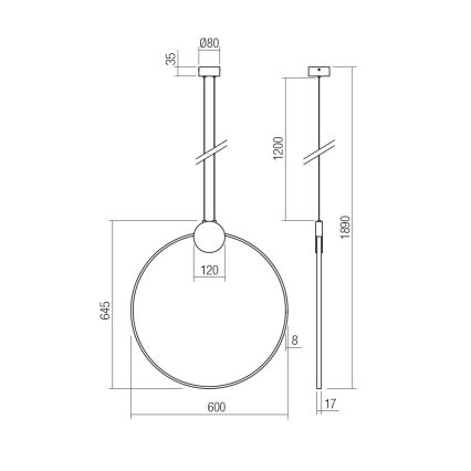 Redo 01-3107 - Lampadario LED a sospensione con filo ATOM LED/20W/230V diametro 60 cm