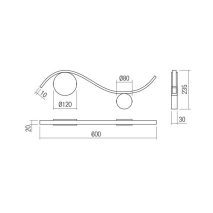 Redo 01-3109 - Applique a LED WAVE LED/9W/230V ottone